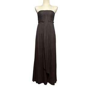 J.Crew Silk Chiffon Whitney Strapless Gown Dress Espresso Brown 6